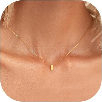 304 Stainless Steel Initial Pendant with Brass Box Chain Necklaces for Women FS-WG8229D-09-1