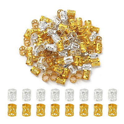 200Pcs 2 Colors Aluminum Dreadlocks Beads Hair Decoration ALUM-YW0001-05-1