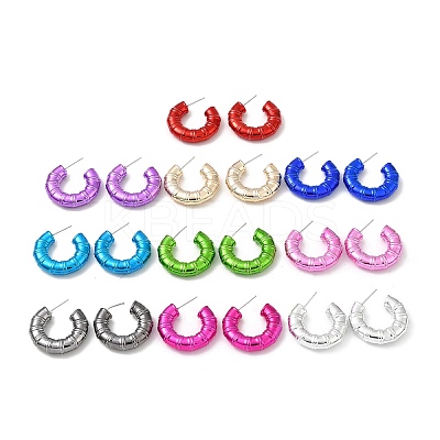 Bamboo Ring Acrylic Stud Earrings EJEW-P251-09-1