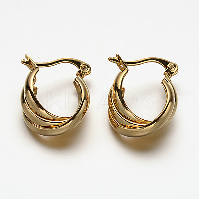 Oval 304 Stainless Steel Triple Hoop Earrings EJEW-N034-23-1