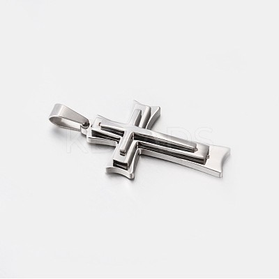Tarnish Resistant 304 Stainless Steel Cross Pendants STAS-M185-33P-1