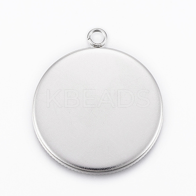 Tarnish Resistant 304 Stainless Steel Pendant Cabochon Settings STAS-E146-18P-30mm-1