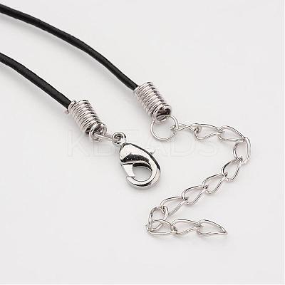 Glass Wishing Bottle Leather Cord Pendant Necklaces NJEW-JN01614-1
