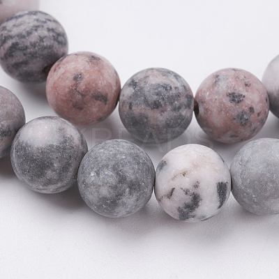 Natural Pink Zebra Jasper Beads Strands G-J376-46F-8mm-1