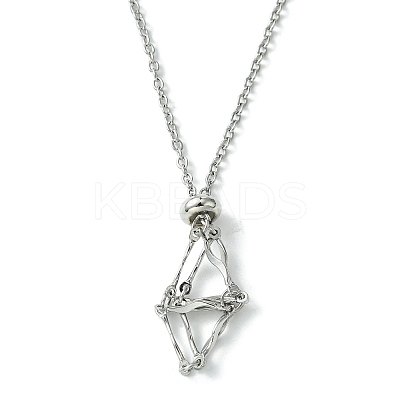 Crystal Cage Holder Necklace NJEW-JN04602-02-1