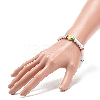 Handmade Polymer Clay Heishi Surfer Stretch Bracelet BJEW-JB08903-1