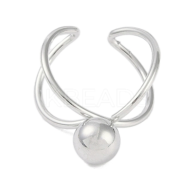 Non-Tarnish 304 Stainless Steel Round Open Cuff Ring RJEW-C097-06P-1