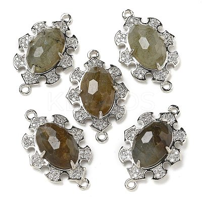 Natural Labradorite Faceted Oval Connector Charms G-G181-06P-07-1