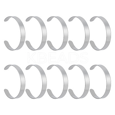 10Pcs 304 Stainless Steel Open Cuff Bangles BJEW-GO0001-02A-1