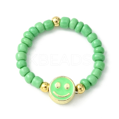 5Pcs 5 Colors Glass Seed Beads Beaded Stretch Finger Ring Sets RJEW-TA00077-1