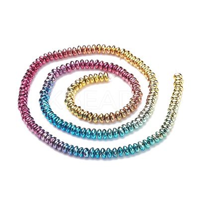 Rainbow Color Electroplate Non-magnetic Synthetic Hematite Beads Strands G-L489-F01-1