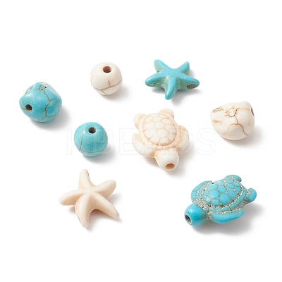 130Pcs 8 Styles Dyed Synthetic Turquoise Beads G-FS0005-69-1