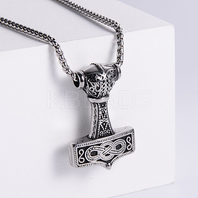 Viking 304 Stainless Steel Hammer Pendant Fashionable Street Style Necklaces for Trendy Men IS7390-1