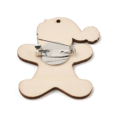 Christmas Theme Wood Printed Brooches for Women LS-JEWB-Z029-01F-1
