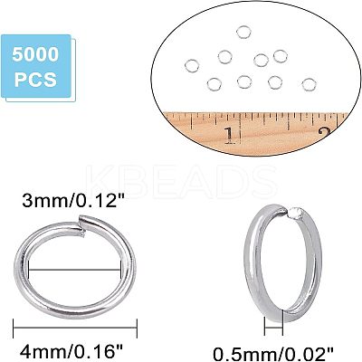 5000Pcs 304 Stainless Steel Jump Rings STAS-UN0057-38-1