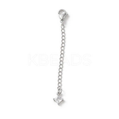 Brass Micro Pave Clear Cubic Zirconia Chain Extender KK-G491-52D-S-1