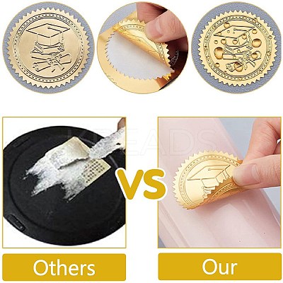 Round Plastic Silver Foil Embossed Picture Stickers DIY-WH0503-009-1