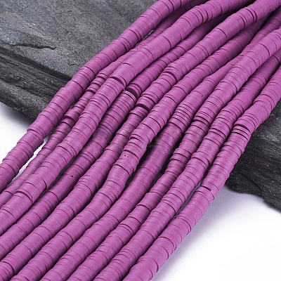 Flat Round Handmade Polymer Clay Beads CLAY-R067-8.0mm-05-1