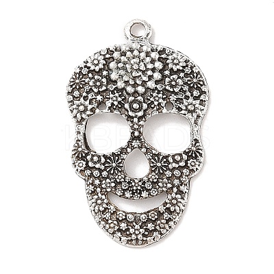 Day of the Dead Ornaments Tibetan Style Sugar Skull Pendants X-TIBEP-22828-AS-NR-1