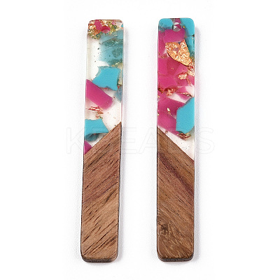 Transparent Resin & Walnut Wood Big Pendants RESI-TAC0017-42C-1