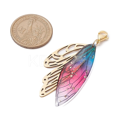 Butterfly Wings Resin Pendant Decorations HJEW-TA00314-1