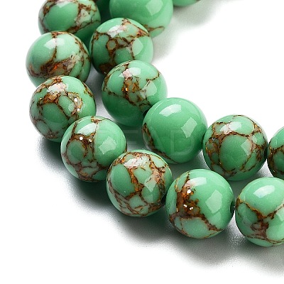 Synthetic Gold Line Turquoise Beads Strands G-H026-01D-03-1
