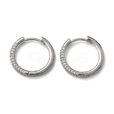 Brass Micro Pave Cubic Zirconia Huggie Hoop Earrings EJEW-K083-36P-B-1