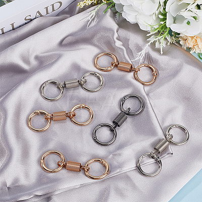 12Pcs 3 Colors Nordic Retro Zinc Alloy Double Spring Ring Clasps FIND-SC0012-87B-1