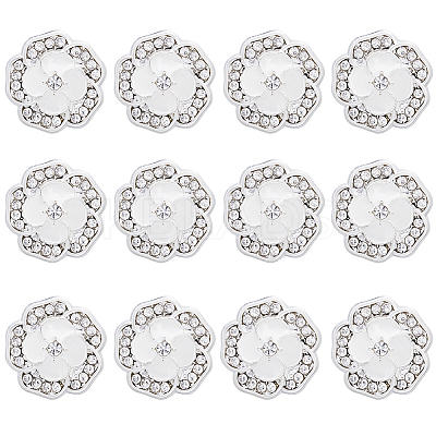 12Pcs Alloy Rhinestone Shank Buttons BUTT-GF0003-66-1