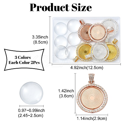 DIY Blank Dome Alloy Crystal Rhinestone Pendant Making Kits DIY-YW0009-87-1