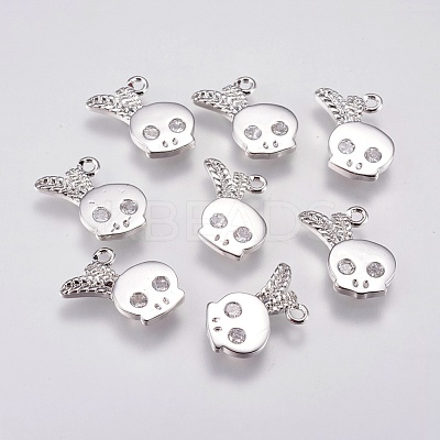 Brass Micro Pave Cubic Zirconia Charms KK-A144-048P-1