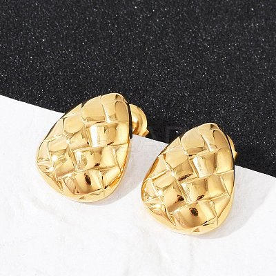 304 Stainless Steel Textured Stud Earrings EJEW-G423-28A-G-1