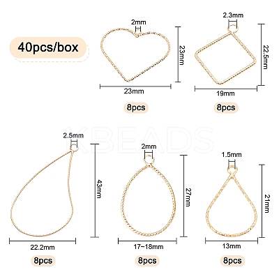 48Pcs 6 Style Brass Pendants KK-BC0002-23-1
