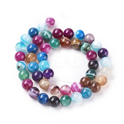 Natural Striped Agate/Banded Agate Beads Strands G-G582-6mm-46-1