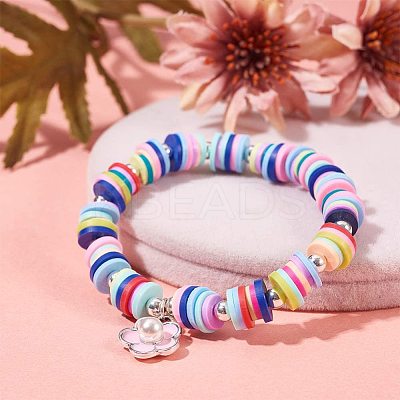 Flat Round Handmade Polymer Clay Beads CLAY-R067-6.0mm-39-1