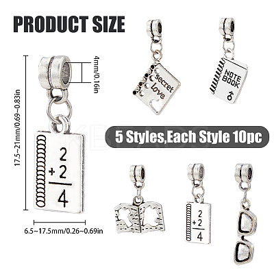 10 Sets Teachers' Day Tibetan Style Alloy European Dnagle Charm FIND-FH0006-83-1