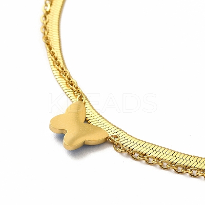 Ion Plating(IP) 304 Stainless Steel Enamel Butterfly Charm Necklaces NJEW-C032-01G-1