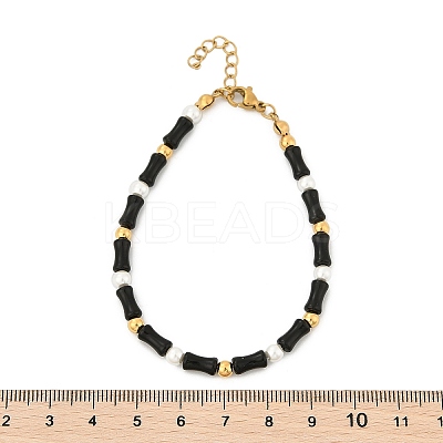 304 Stainless Steel Beaded Bracelets for Women BJEW-M056-08G-04-1
