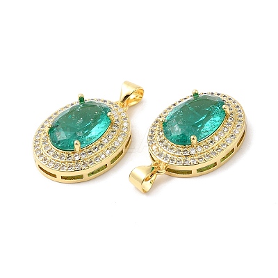 Real 16K Gold Plated Brass Micro Pave Cubic Zirconia Pendants ZIRC-L103-061G-1