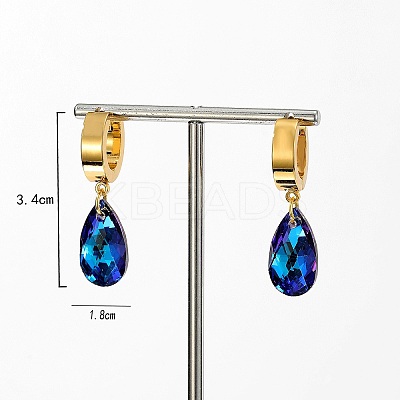 Cubic Zirconia Teardrop Dangle Hoop Earrings LS-HL3316-1-1