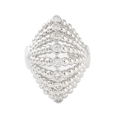 Rack Plating Brass Micro Pave Cubic Zirconia Cuff Rings RJEW-D025-11P-1