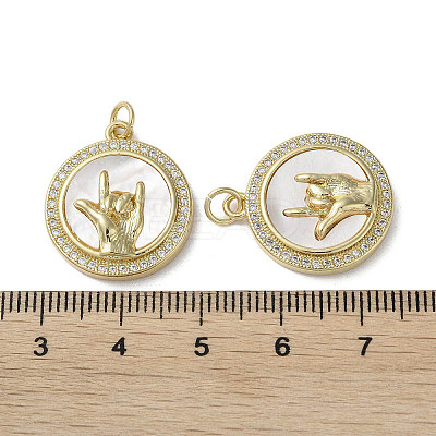 Gesture Theme Brass Micro Pave Cubic Zirconia Pendants KK-G485-18D-G-1