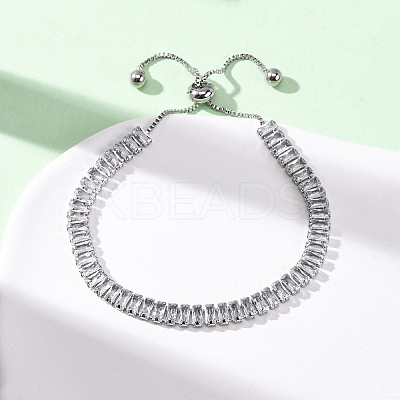 304 Stainless Steel with Clear Cubic Zirconia Link Chain Bracelets BJEW-G754-03P-01-1