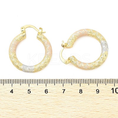 Brass Two Tone Hoop Earrings EJEW-B117-06C-M-1