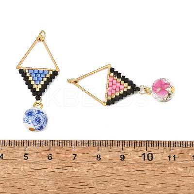 304 Stainless Steel & Glass Seed Beads Pendants PALLOY-MZ01431-1