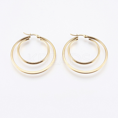 201 Stainless Steel Hoop Earrings X-EJEW-I213-B-02G-1