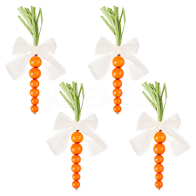 4Pcs Wooden Beaded Carrots for Easter Table Tiered Tray Decoration AJEW-FH0005-65B-1