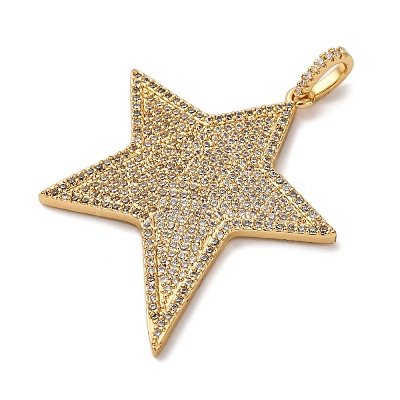Brass Micro Pave Cubic Zirconia Pendants KK-U076-09G-1