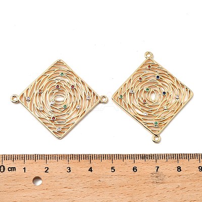 Brass Micro Pave Colorful Cubic Zirconia Hollow Connector Charms KK-K351-58A-G-1