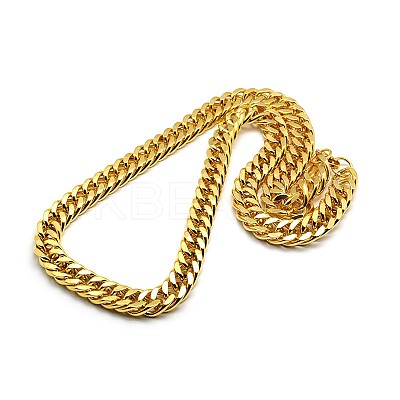 Fashionable 304 Stainless Steel Cuban Link Chain Necklaces STAS-A028-N063G-1
